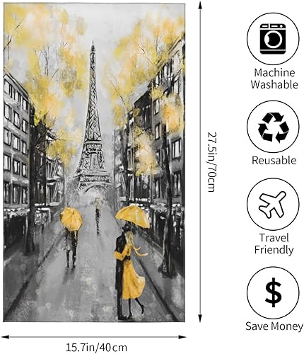 Miniatura 10 de Hand Towels for Bathroom,Set of 2,Grey and Yellow Abstract Art Painting,Soft Absorbent Small Bath Towel Kitchen Dish Guest Towel Home Decor