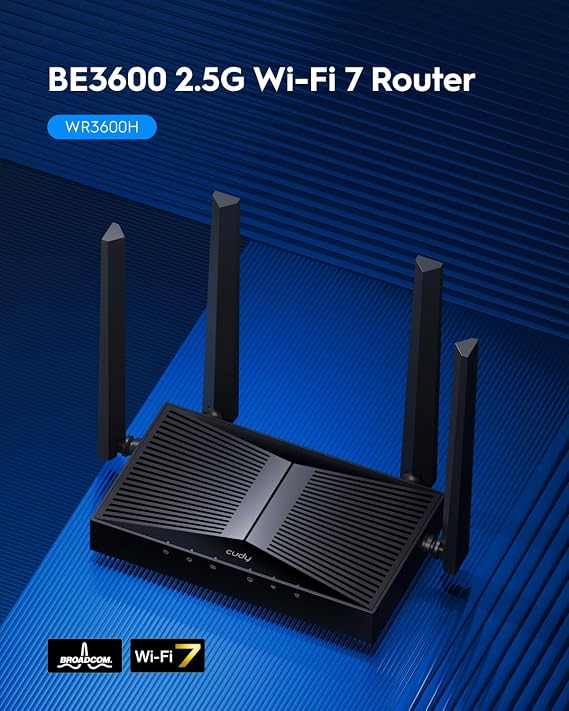 Cudy BE3600 Dual-Band Wi-Fi 7 Router, Lightning-Fast Speeds, 2.5G Multi-Gig Connectivity, Far-Reaching Coverage, Smooth and Stable, Cudy Mesh and APP Support, WR3600H