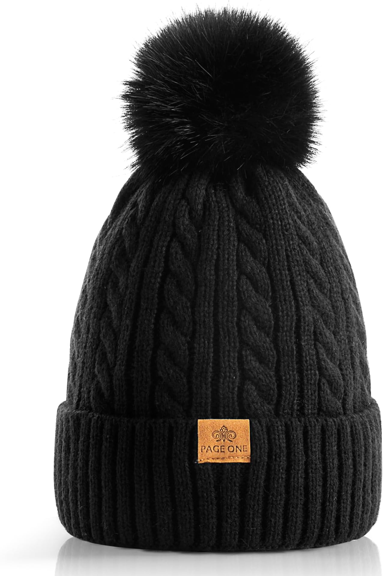 Women Winter Pom Pom Beanie Hats Warm Fleece Lined,Chunky Trendy Cute Chenille Knit Twist Cap