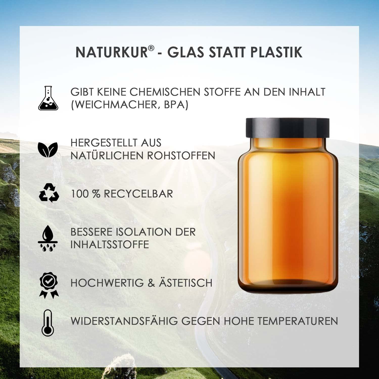 Naturkur® Lecithin 1200mg - 200 Kapseln im Apothekerglas - in Handarbeit hergestellt in Unterfranken