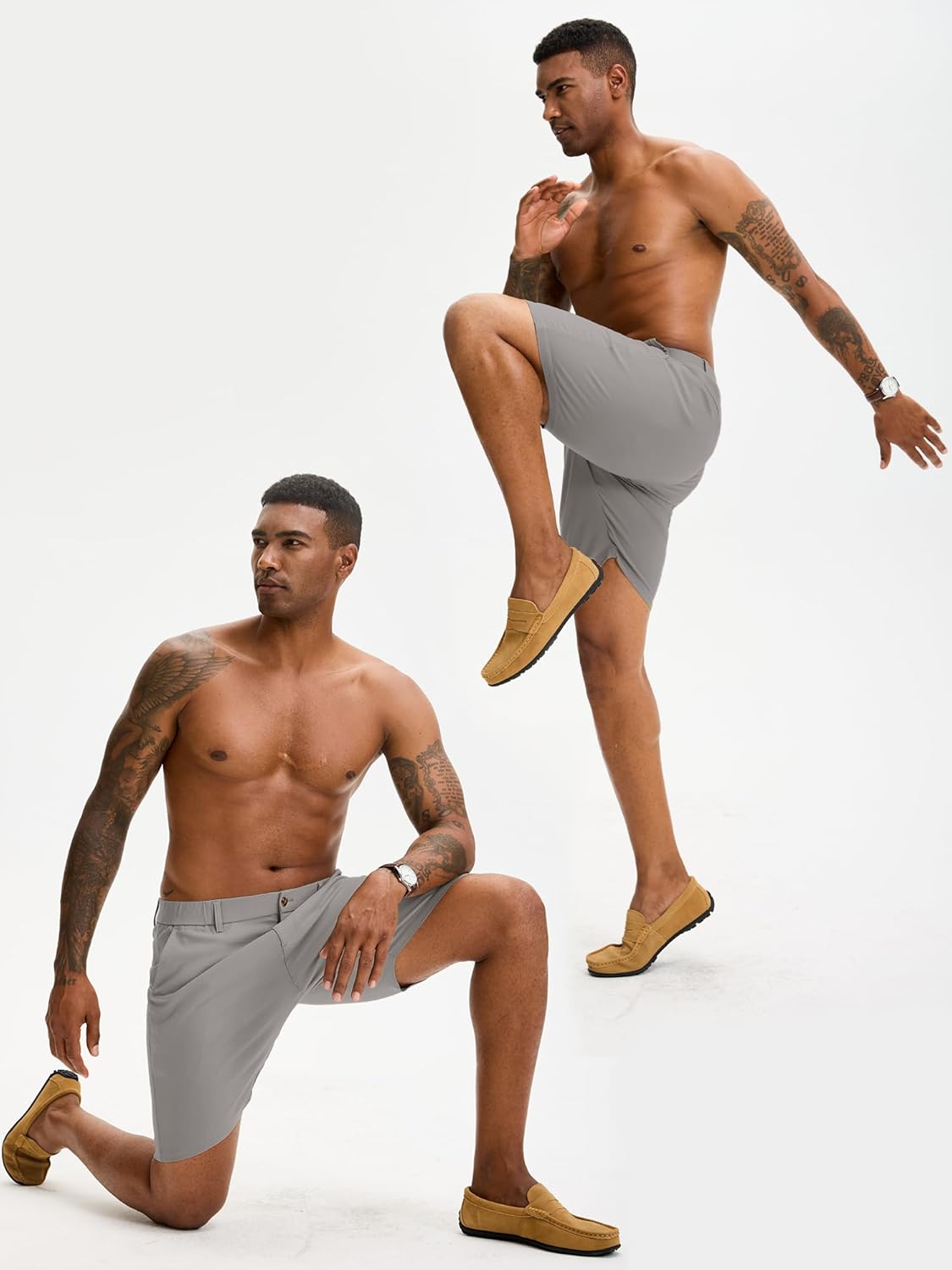 PLEPAN Men's Slim Fit Stretch Dress Shorts 7" Lightweight Skinny Casual with Expandable Waist Summer Shorts - Image 2