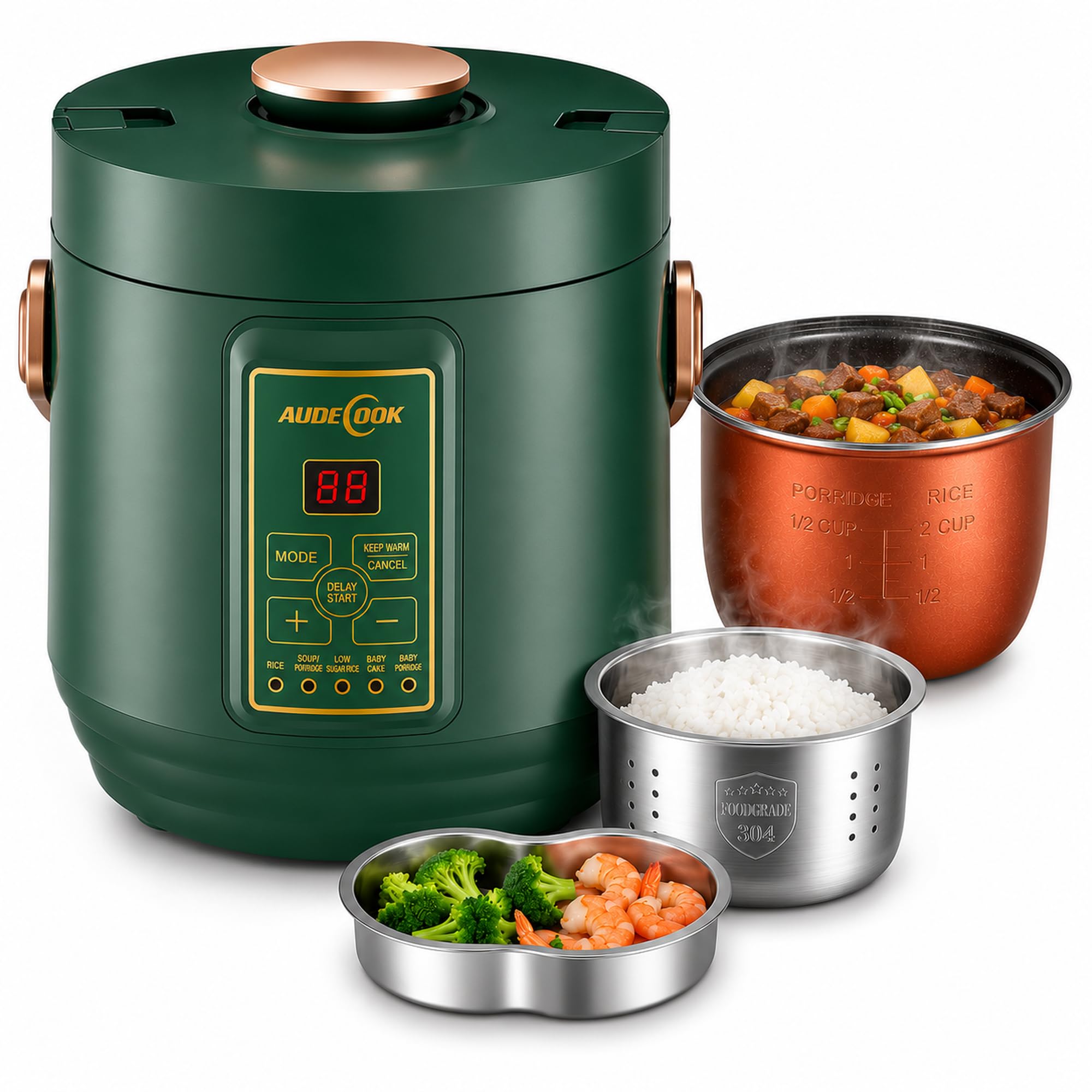 Amazon.com: Audecook Low Carb Rice Cooker, 2-Cup Uncooked 1.2L
