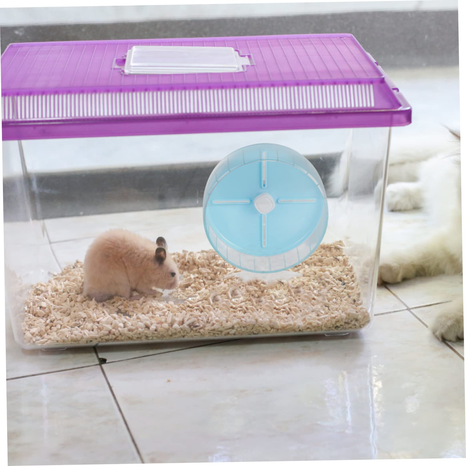UKCOCO Roulette de Course Silencieuse pour Hamster avec Base Antidérapante pour Petits Animaux comme Gerbille et Souris Roue de Sport Bleu