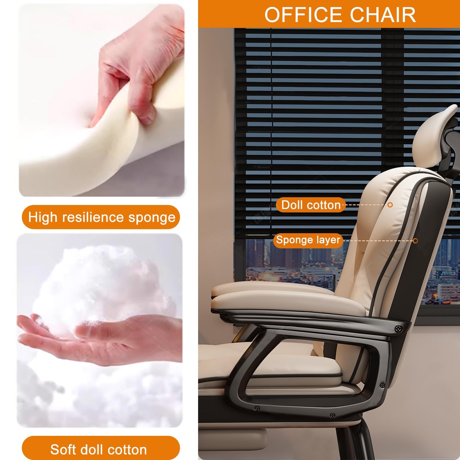 Sedia da ufficio in pelle sintetica marrone con schienale medio – sedia da scrivania omic senza ruote per PC, perfetta per recept, hall, sala conferenze e area di attesa.