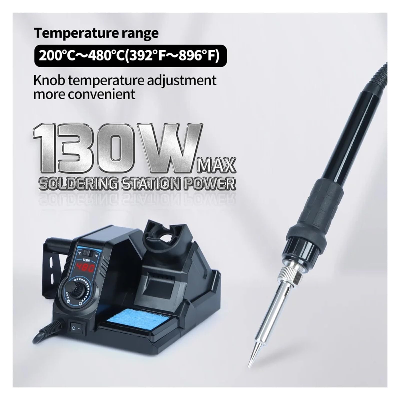 Stacja Lutownicza Termostatyczna Lutownica Zestaw Spawalnicza Z Trybem Uśpienia, Wyświetlacz Cyfrowy Wydajna Lutownica(Blue,SET01)