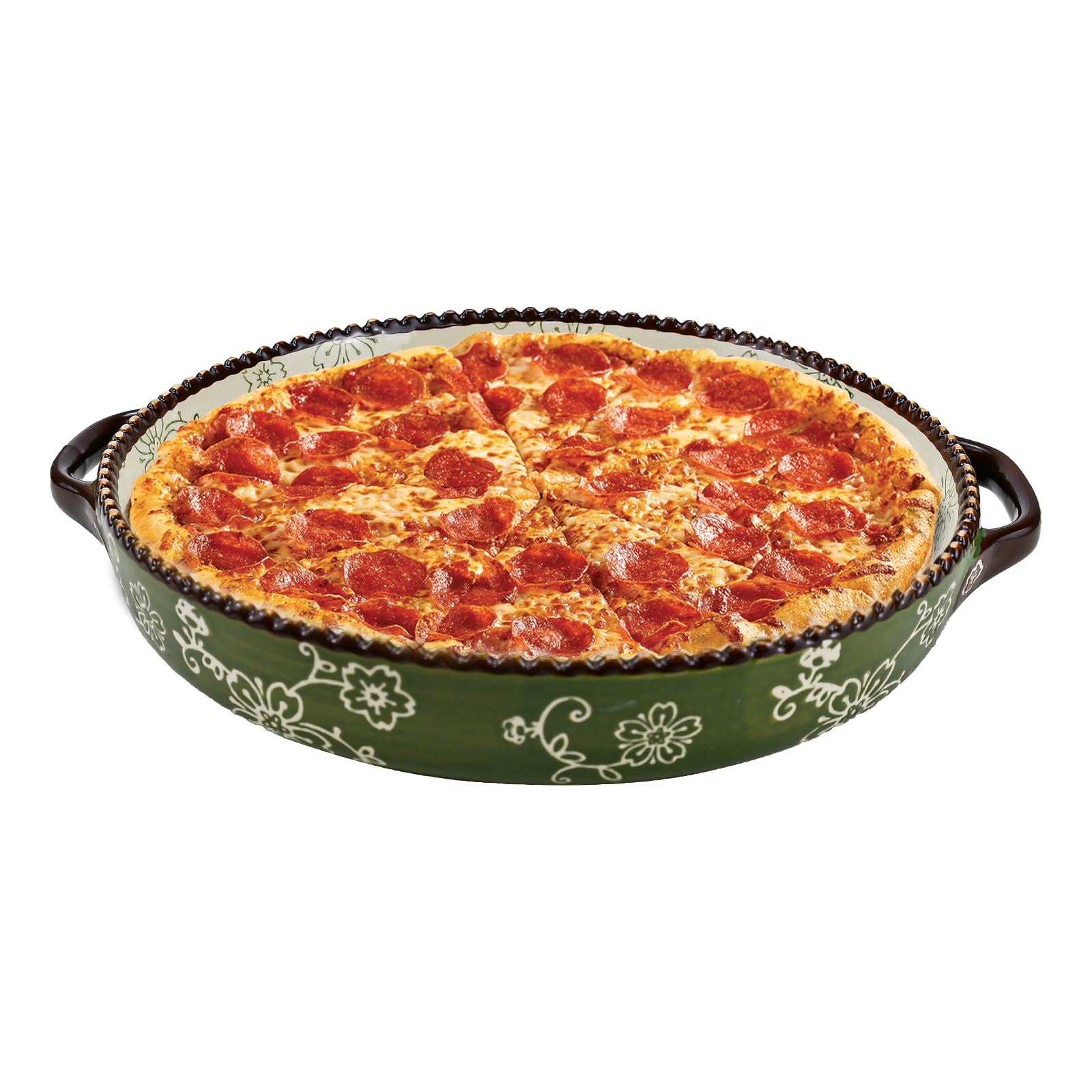 LPAMABA Bandeja de Cerámica para Horno 22.5cm, 880mMolde para Tartas Redondo con Asas, Molde de Cerámica para pan, Molde para Tartas de Queso, Molde Plato Cerámica para Cocina Hogar Restaurante