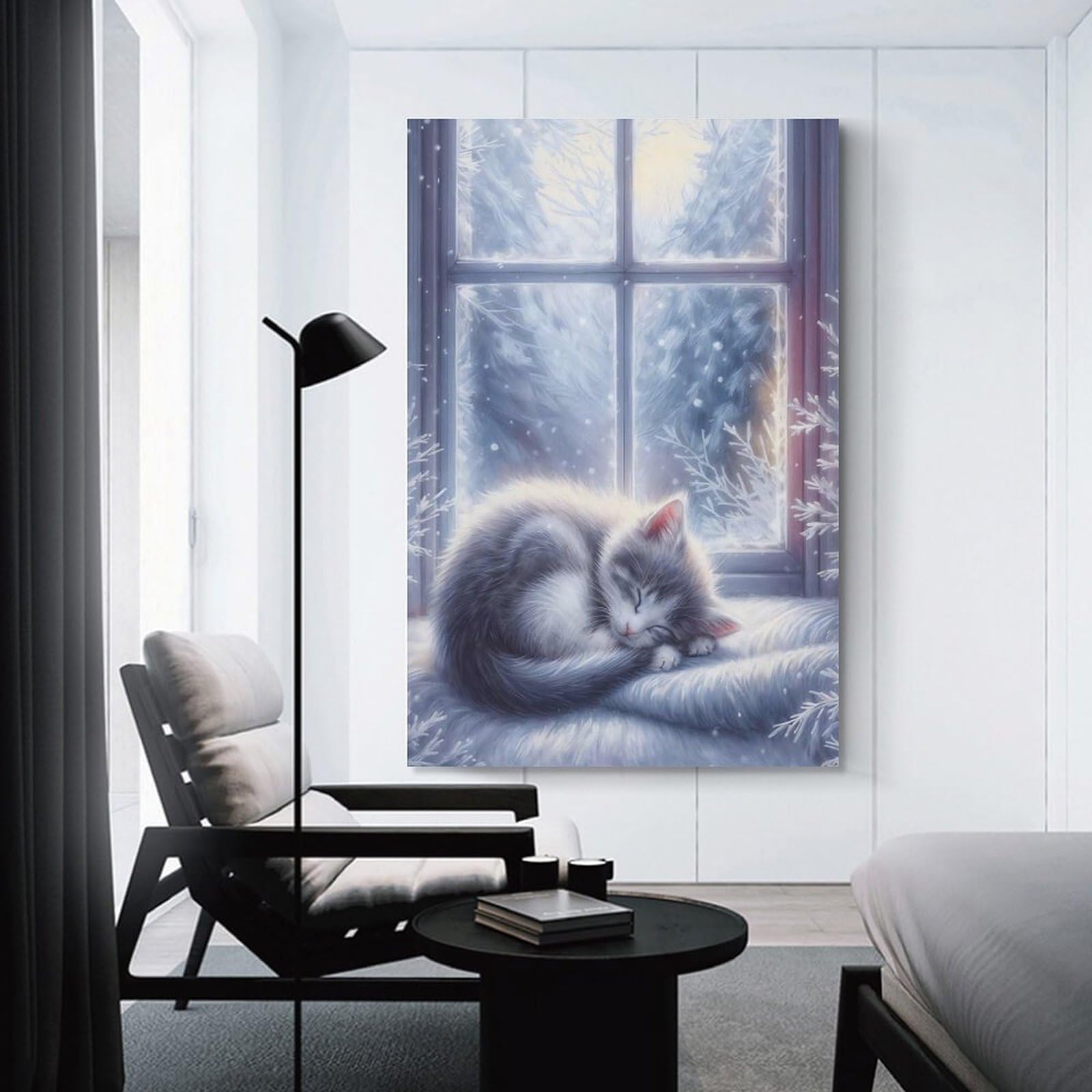 Junmoney Unframe-Style-7 Cat Nap Home Decor Wall Art 08X12inch(20X30cm), For Lounge, Study, Hallway Or Flat Walls, Stylish Home Artwork For Focal Walls