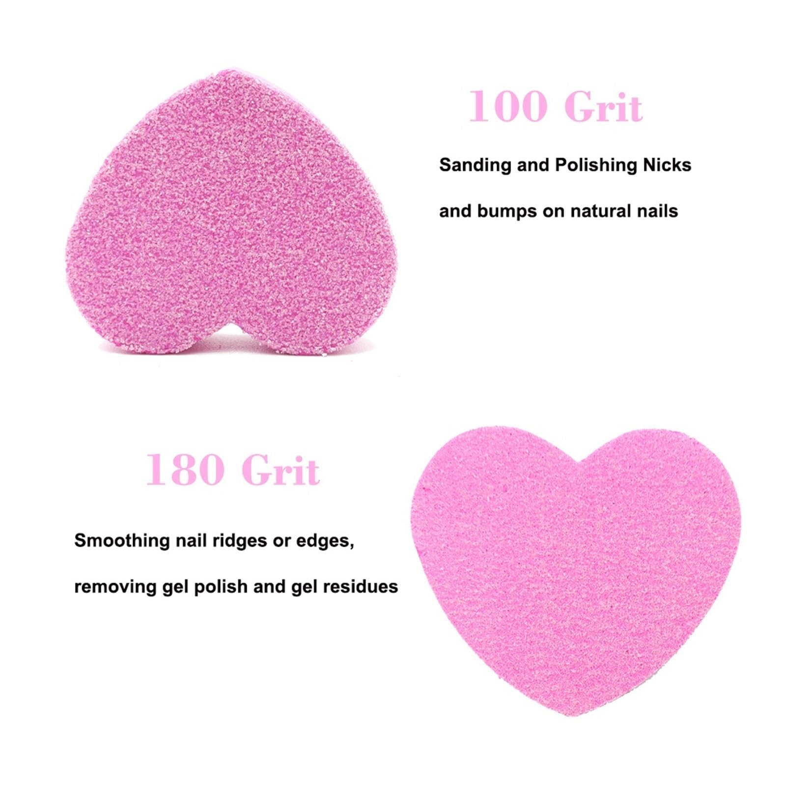 500 Stück herzförmige doppelseitige Nagelfeile, Schwamm, Nagelpufferblock, waschbare Nagelpflege for Formen, Glätten des Fingernagels(500pcs Black)