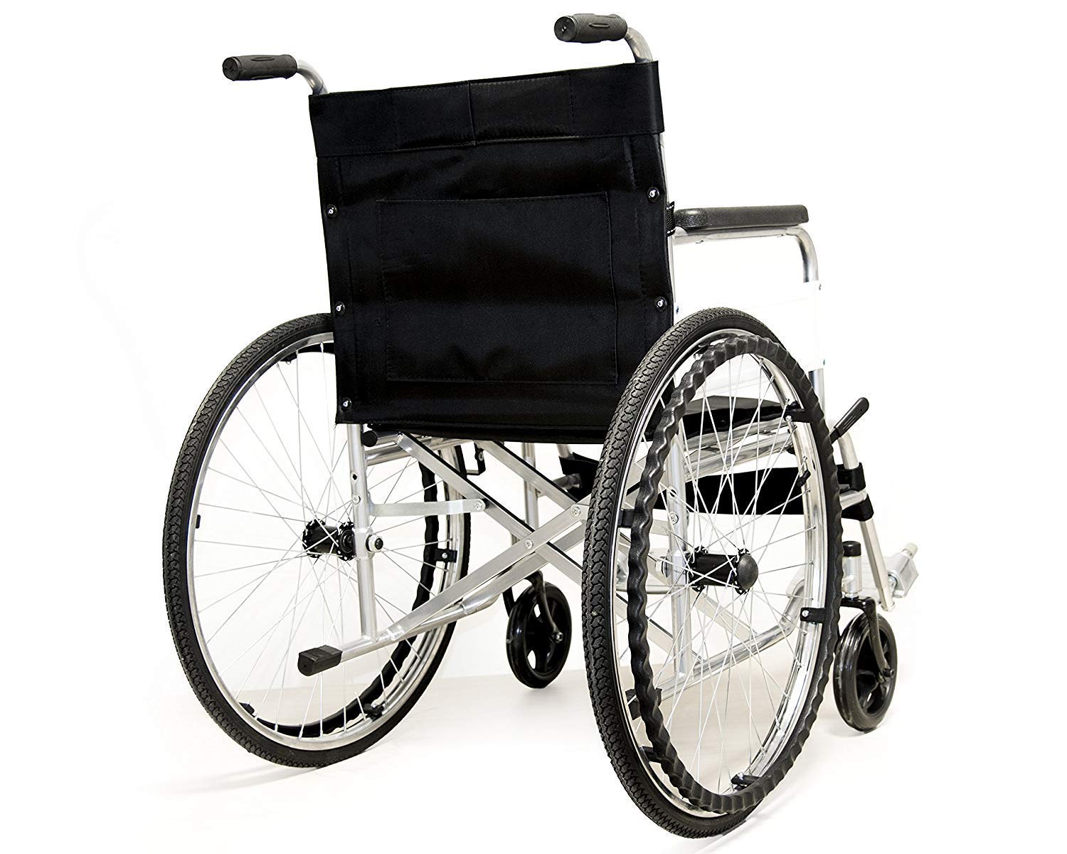 Sedia a Rotelle Pieghevole Leggera ad Autospinta Carrozzina per Disabili ed Anziani con Braccioli e Poggiapiedi Estraibili Cintura di Sicurezza 85 x 69 x 91 cm Nero