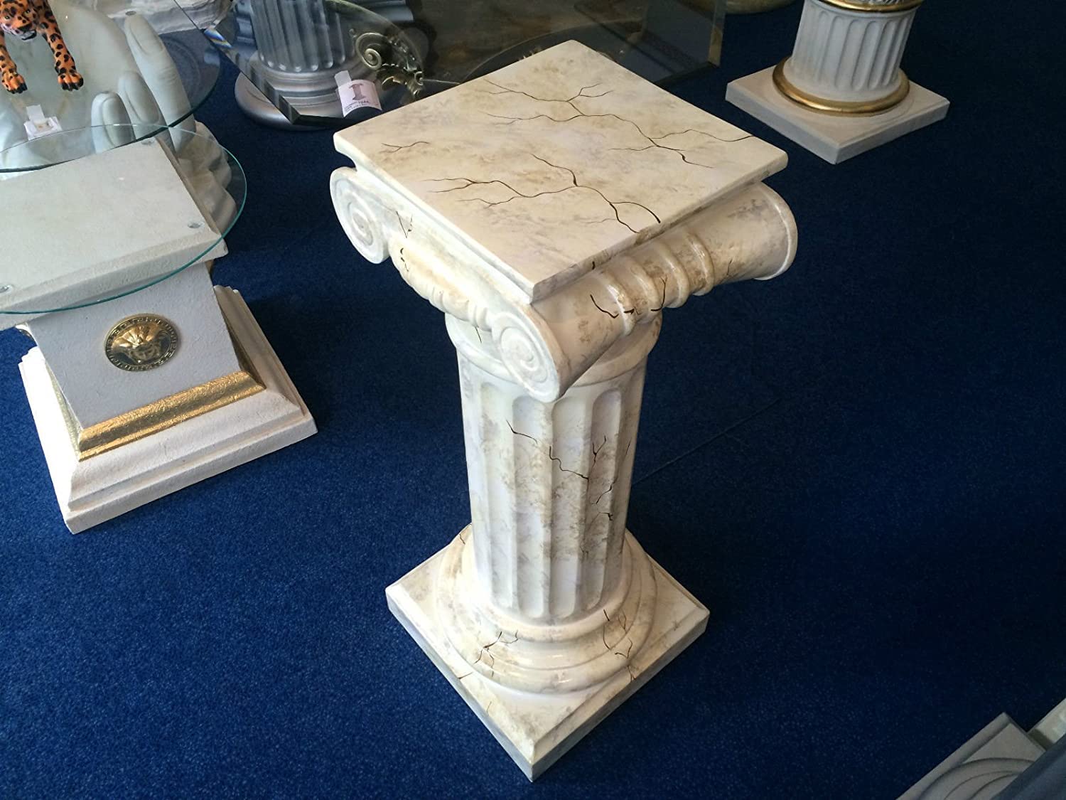 Columna de meandro estilo mesa auxiliar de 85 cm, estilo griego antiguo retro, rococó columna barroco, soporte para flores, pedestal, pintado a mano
