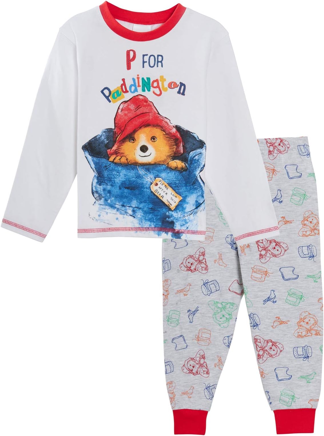 Paddington Bear パジャマ ラグジュアリー ã‚ッズ フルレングス ボトム長袖 Tシャツ ボーイズ ガールズ ユニセックス ã‚ャラクターパジャマ ギフトセット