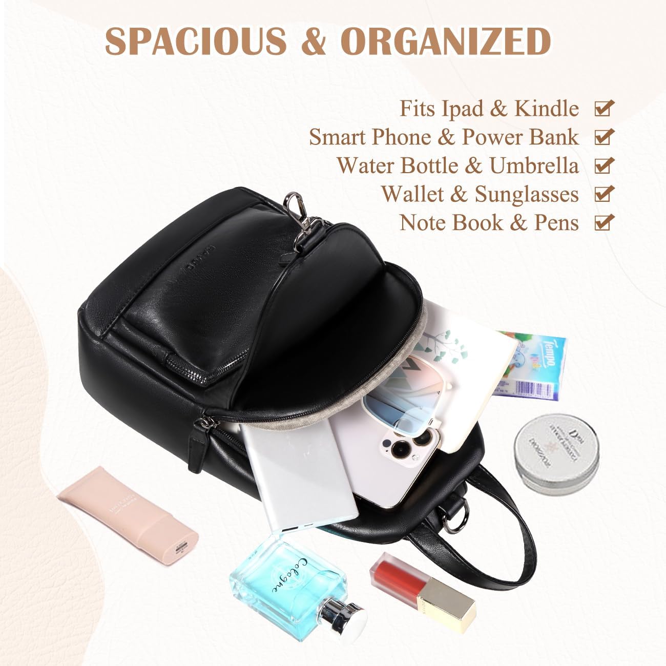 RAVUO Sling Bag for Women, Anti Theft Small Crossbody Backpack Purse Fashion PU Leather Ladies Convertible Daypack - Image 7