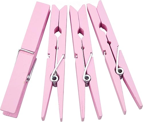 Miniatura 7 de Juvale Pinzas de madera para decoración de aula, paquete de 100, rosa, moderno, clips de lavandería, clips de fotos y pinzas para la ropa para