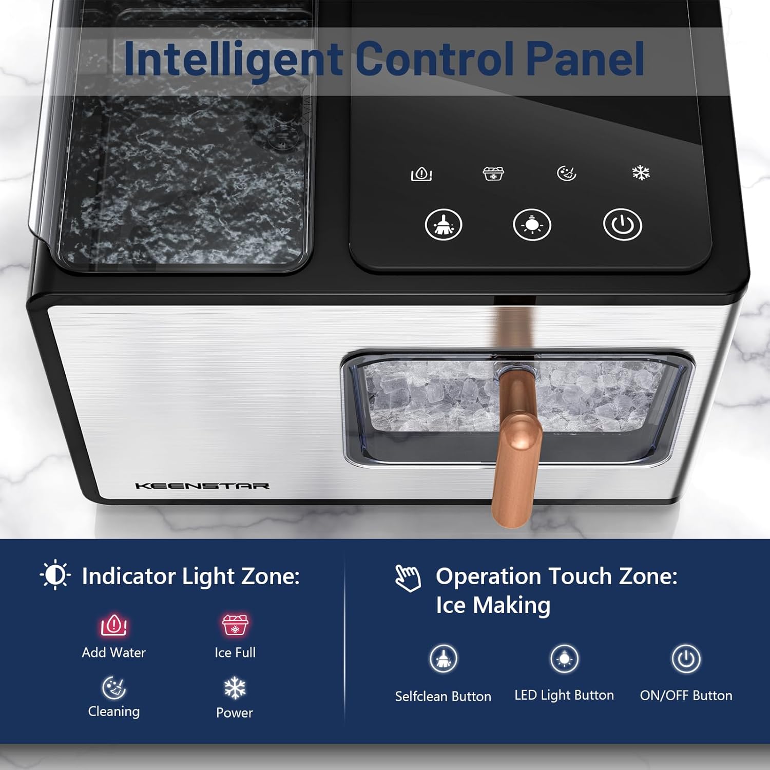 nugget ice maker countertop side view with touch screen