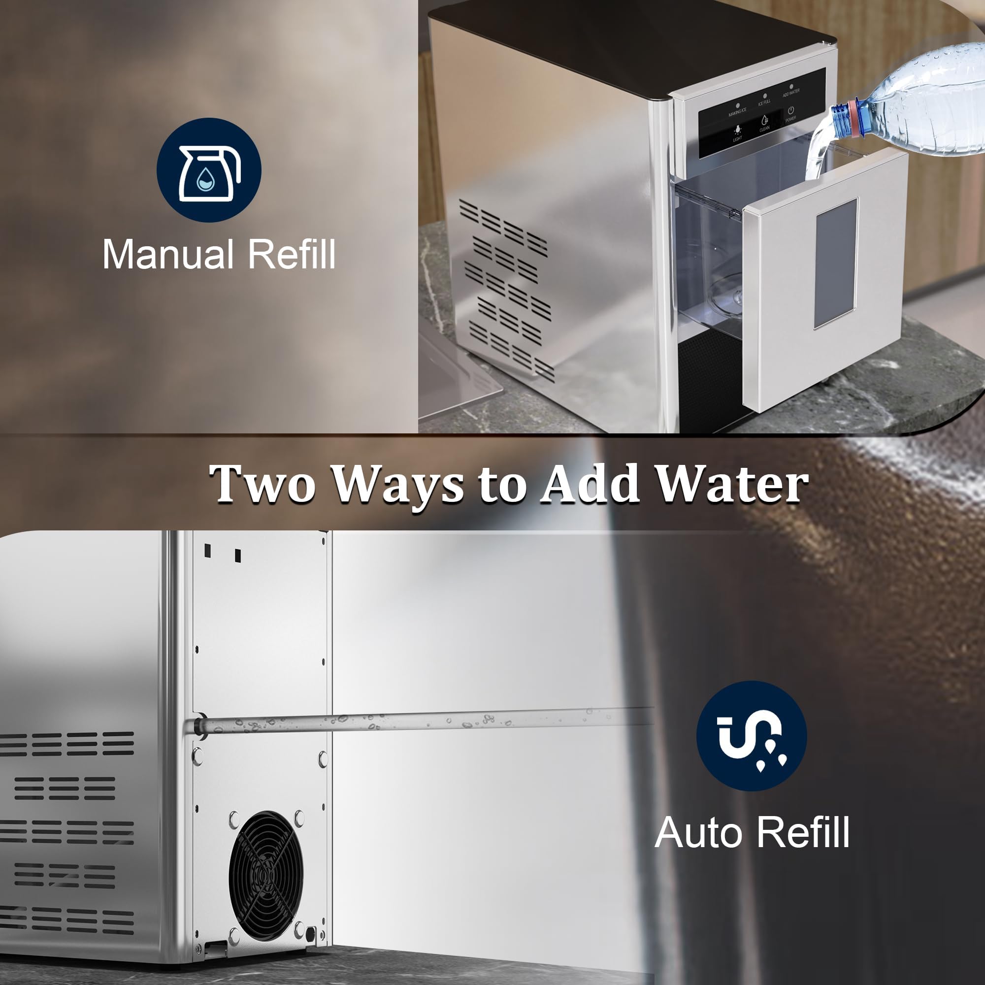 Srgafix Nugget Ice Maker, 44lbs/24h Countertop Ice Makers, Self-Cleaning Ice Machine With 4.4 Lbs Basket, Auto Water Refill, Chewable Pebble Ice Maker For Home Kitchen Party on Fridge.com - View 5