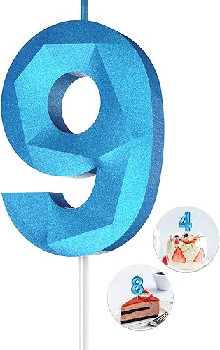 Miniatura 35 de Velas de cumpleaños con número (4 velas rojas) 3D con forma de diamante número Happy Birthday Cake Velas para fiesta de cumpleaños, boda, decoración