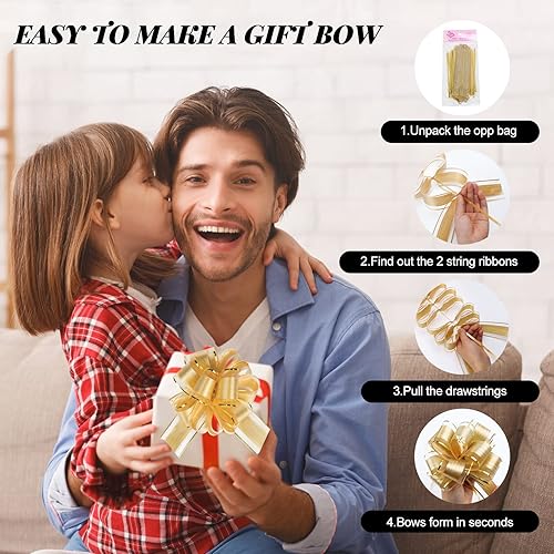 Miniatura 3 de Paquete de 12 lazos grandes de 6 pulgadas para envolver regalos, lazos de cinta para cestas de regalo de boda, lazos de envoltura de regalo de