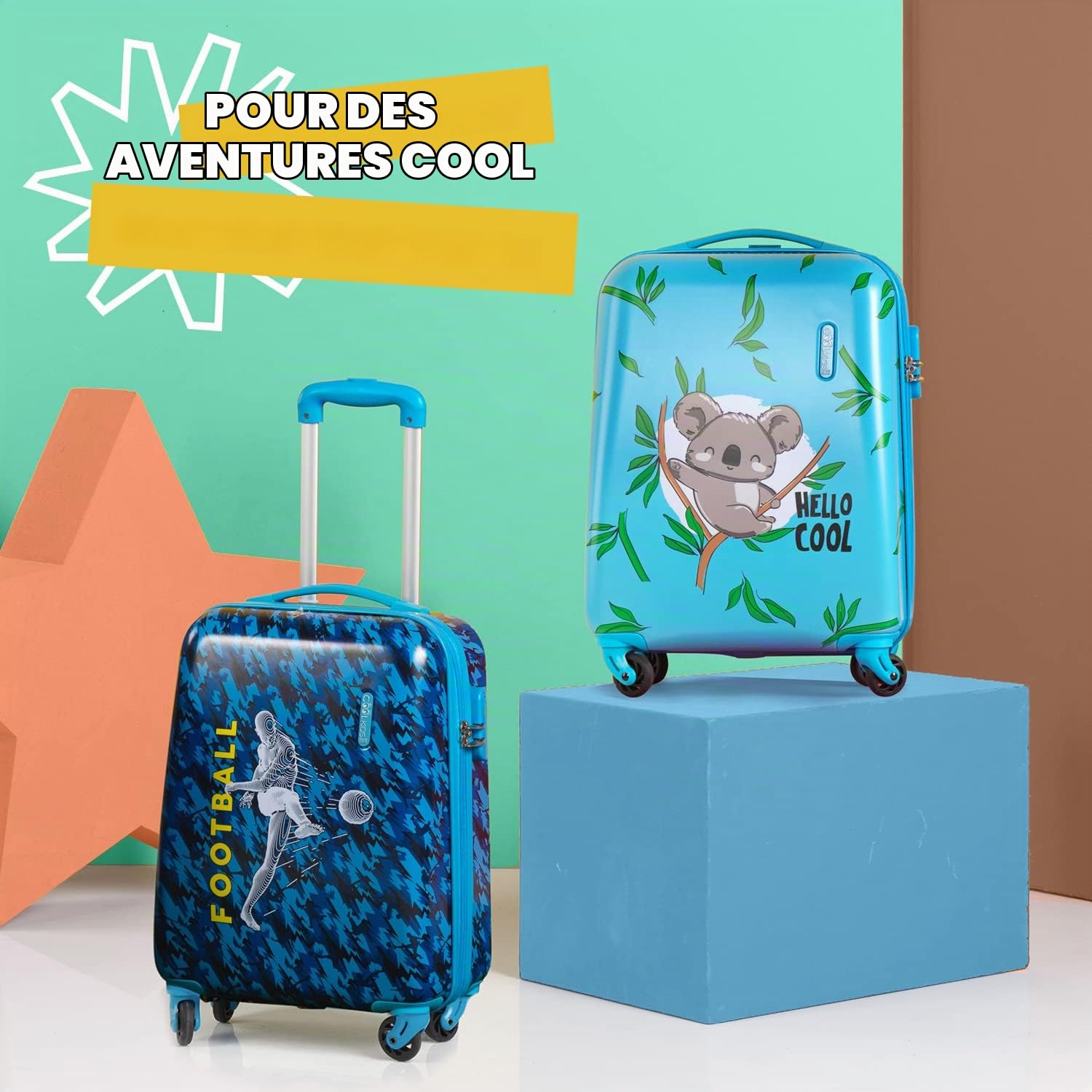 PERLETTI Valise Trolley Enfant Panda Licorne - Bagage à Main Rigide Fils Fillette - Trolley Cabine Avion Ryanair Easyjet Air France 49x34x21 cm - Bagage Weekend 4 roulettes Pivotantes