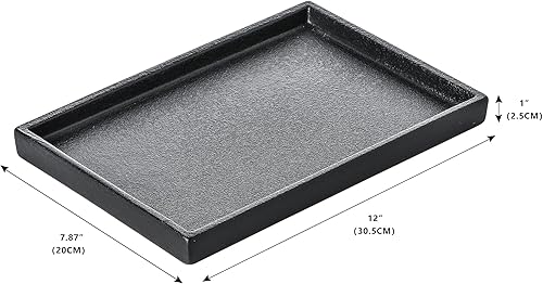 Miniatura 6 de Bandeja de cerámica para fregadero de baño, bandeja de tocador de grano negro, bandejas de perfume para tocador, soporte para joyas, velas, jabón