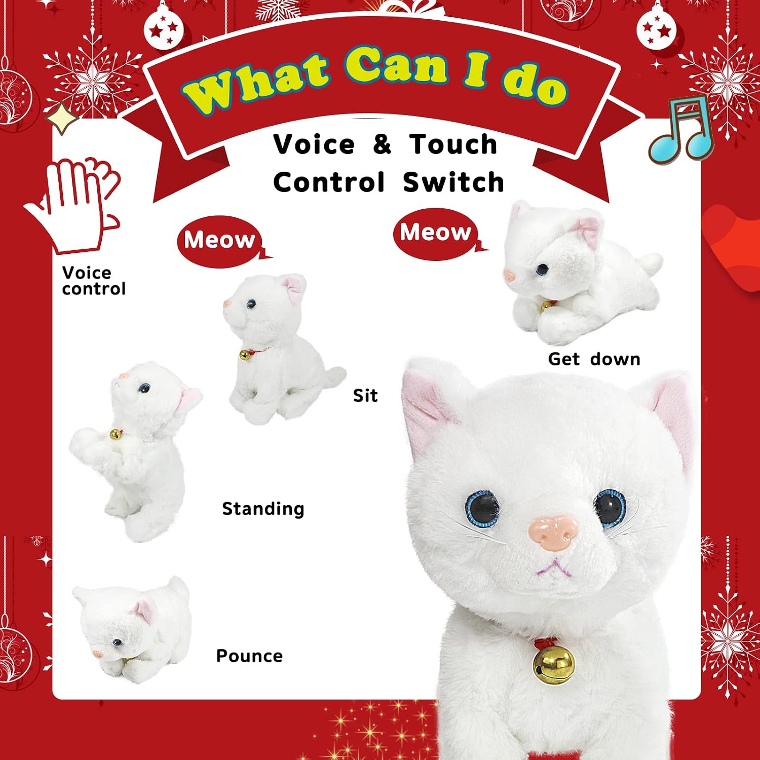 Interactive Plush Toys, Stuffed Toy, Stuffed Animal Toy, Walking Toys, Interactive Sound Control Electronic Cats Robot Pets Gift for Children
