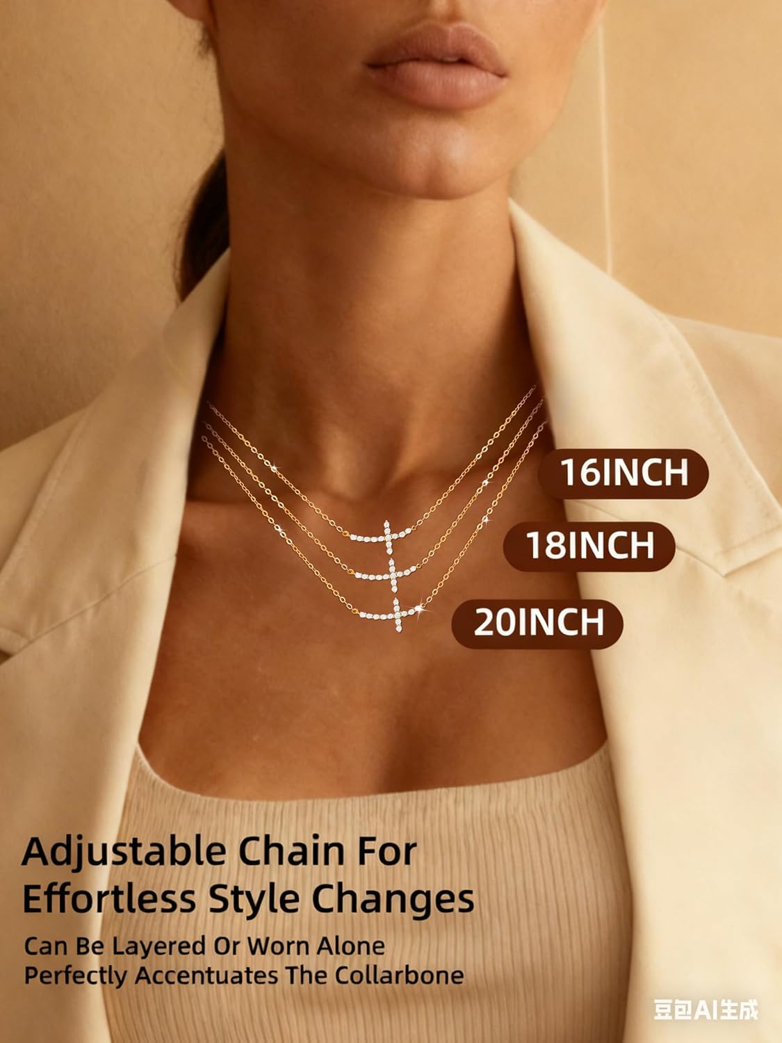 925 Sterling Silver Cross Necklaces for Women,4A CZ Sideways Cross Necklace 16-18 Inches Adjustable Chain,Hypoallergenic Dainty Christian Necklace Jewelry Gift