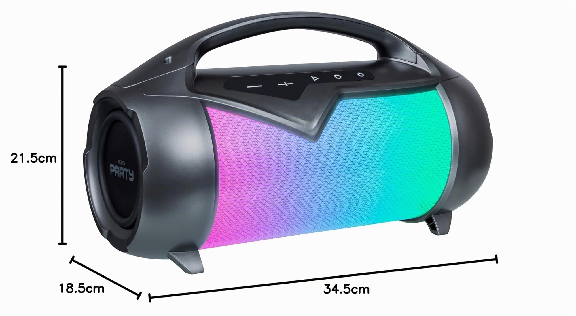 BigBen Interactive Party Lite Speaker con Effetti Luminosi Resistente agli Schizzi d'Acqua, Nero