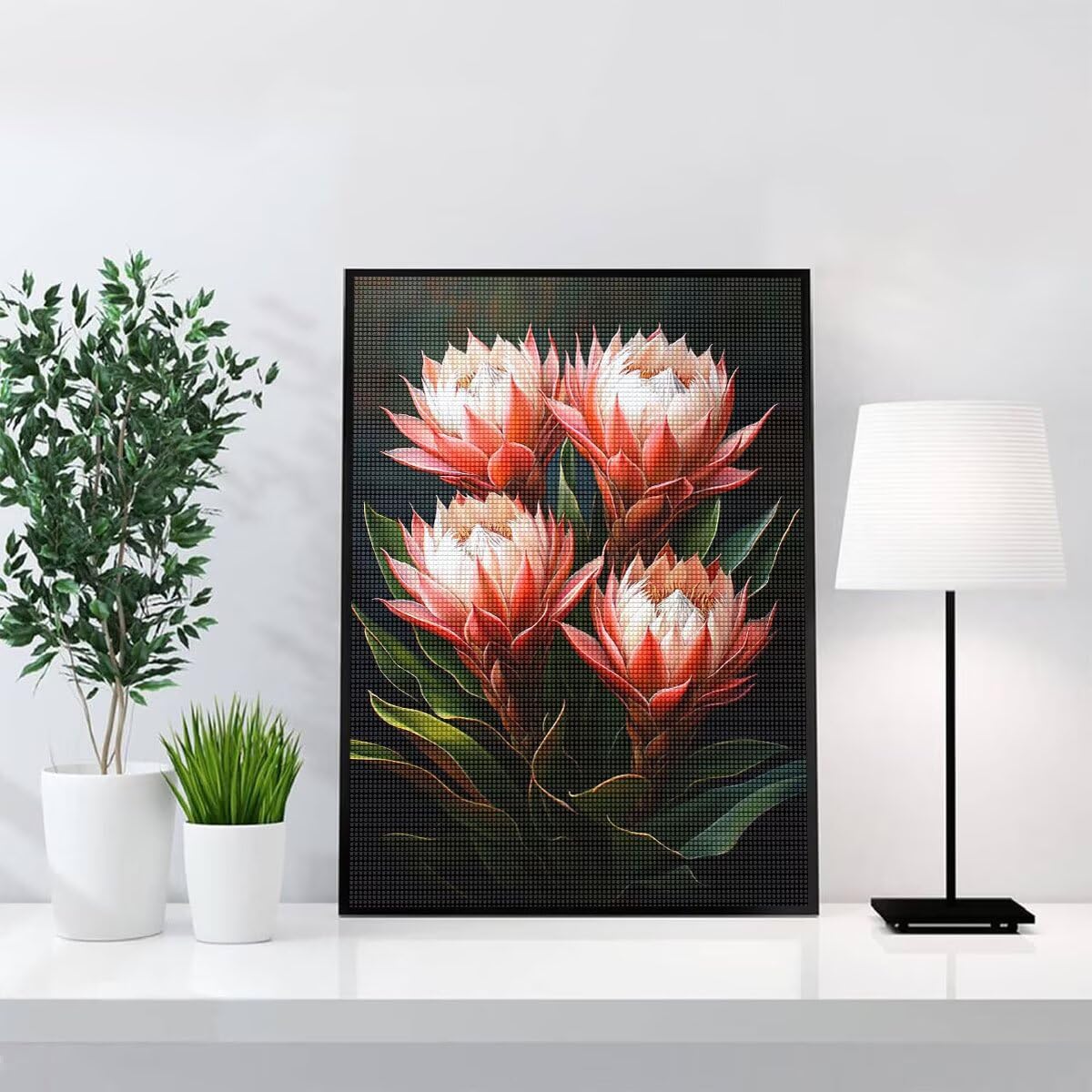 Diamond Painting Kit Completo, Diamond Painting Fiori, 5D Quadrato Pittura Diamante Kit Manualidades Adultos DIY Diamantini Crystal Art Disegni Ricamo Punto Croce Artigianale, 60x90cm Pianta j0-975