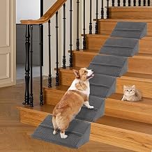 Non-Slip Dog Ramps/Stairs, Foam Ramps for Indoor Stairs, Foam Dog Ramps for Small Dogs, Injured Dog and Cat Ramp with Autoadhes Pads