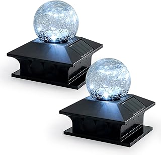 ABMTech Solar Post Cap Lights Outdoor, 2 Color Modes Solar Post Lights for Fence Deck Patio Garden Solar Power Post Light for 4x4 5x5 6x6 Wooden Posts, Cool White/Color Changing (2PACK)