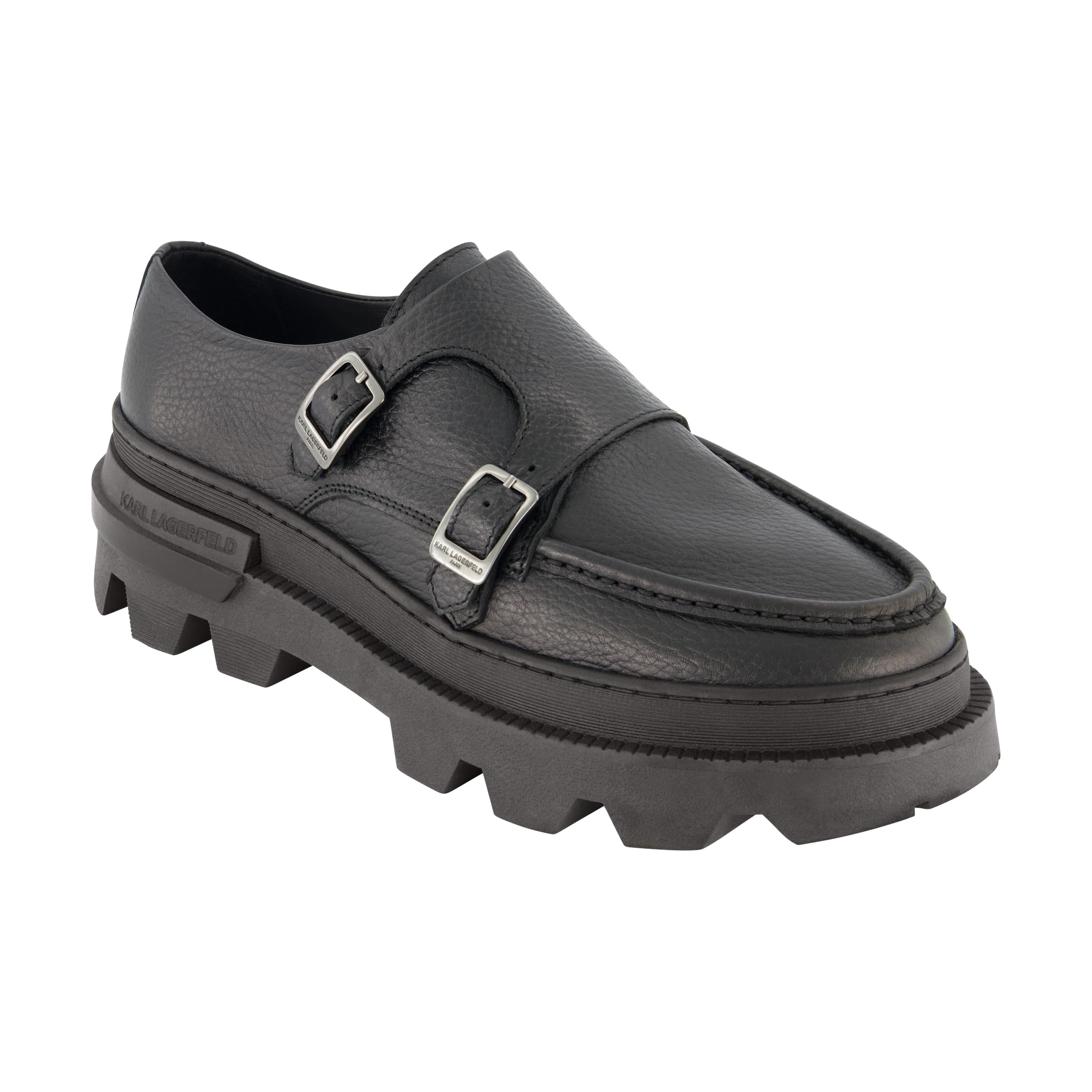 Zapatillas de hombre KARL LAGERFELD de piel tumbled con cierre double monk strap 6
