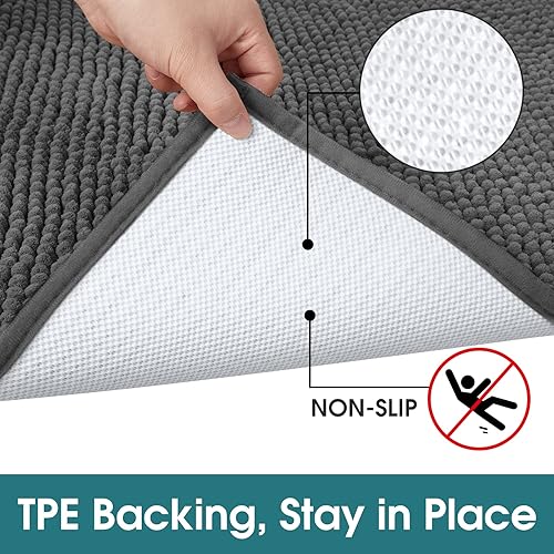 Miniatura 4 de HOMEIDEAS Tapete de felpilla absorbente para interiores, tapete de goma de perfil bajo para entrada, patas de perro fangosas, lavable de bienvenida