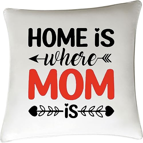 Funda de cojín con texto en inglés Home is Wherever Mom is Decoration, regalo de cumpleaños para mamá, algodón, 18 x 18 pulgadas (solo funda) disponible en Yaxa Colombia
