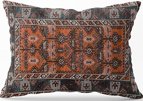 TurkishRug - Funda de cojín Kilim hecha a mano con patrón étnico de granja, suave, lavable, impresa, decoración del hogar, dormitorio, sala de