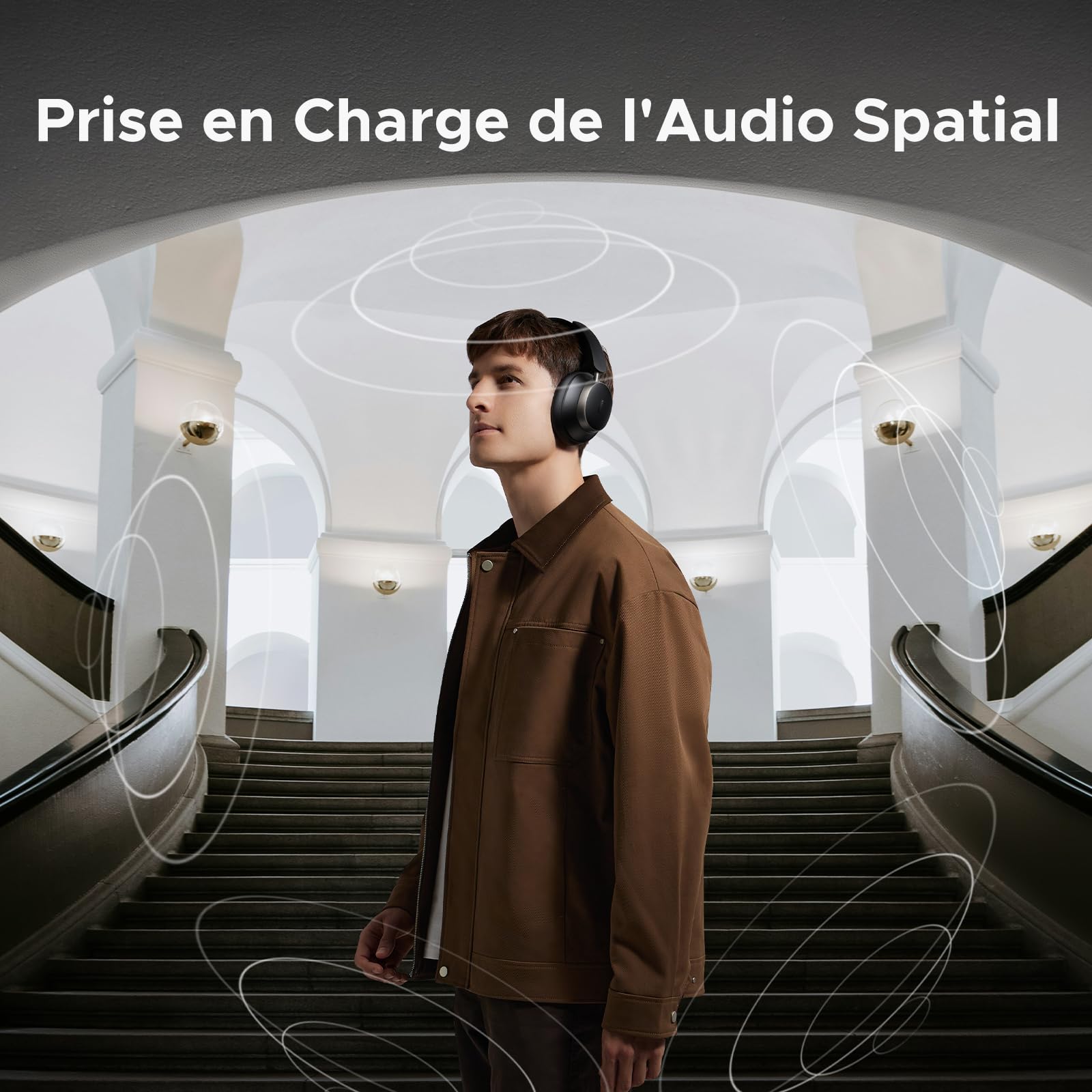 UGREEN Studio Pro Casque Bluetooth sans Fil Sport ANC Réduction Active du Bruit Adaptative 48dB Hi Res Audio LDAC Casque Musique 5 Micros BT 6.0 Audio Spatial Personnalisé 8 EQ App 120H Noir