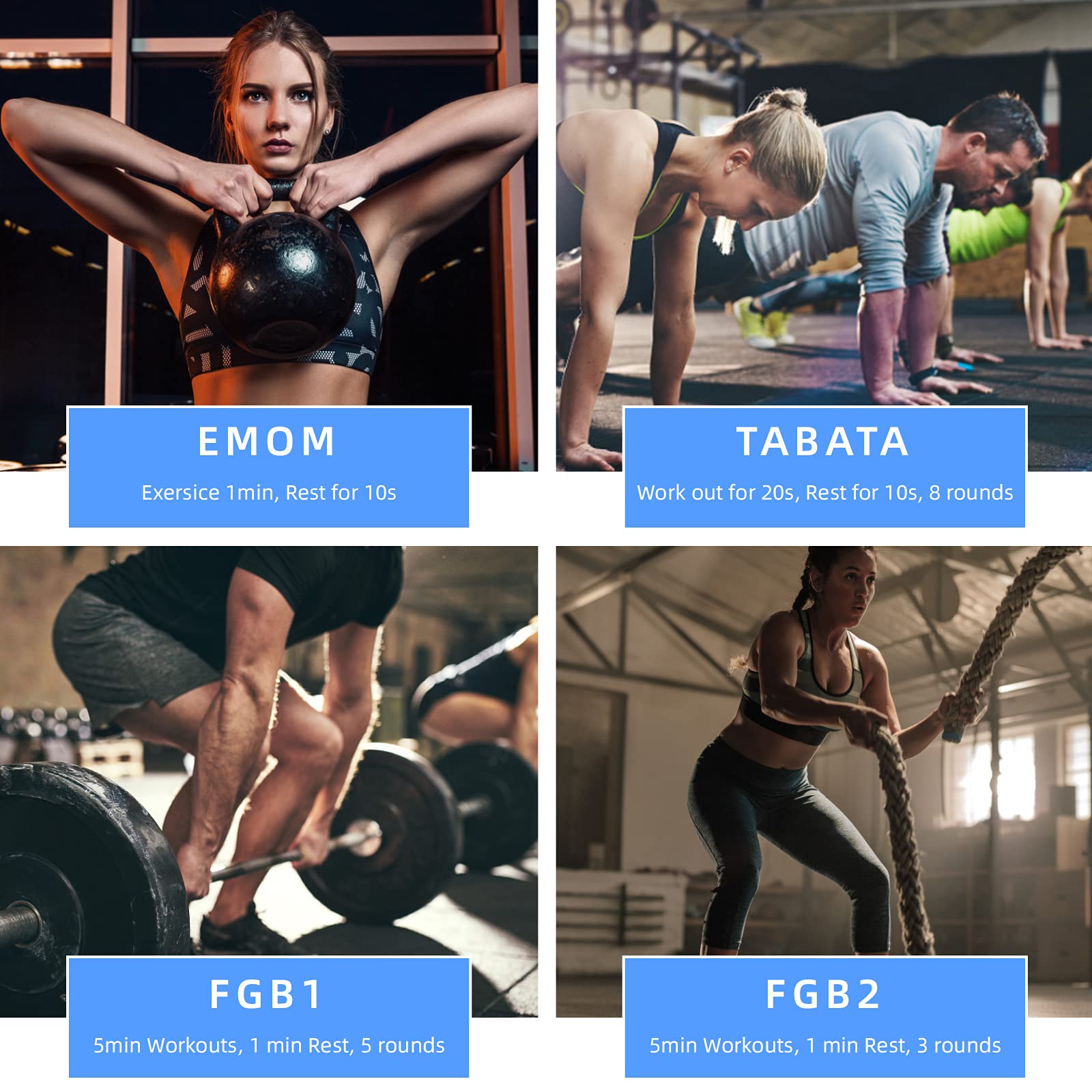 YZ Gym Clock Timer with Remote, 1.5” LED Gym Wall Clock, Portable