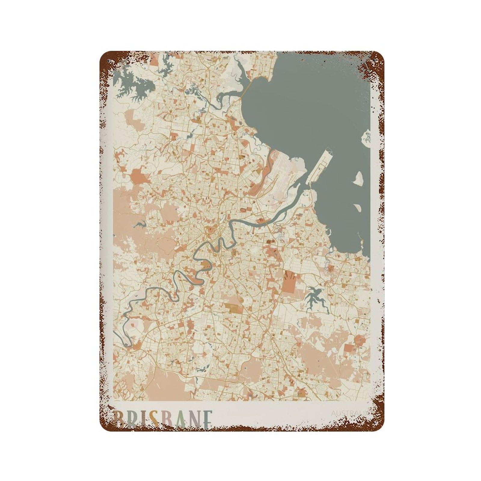 xiaoxiaoshen Brisbane Map Australia Boho (2) Wall Decor Art Metal Tin Poster Modern Home Decor Art Home Bar Shop Decorations Vintage Sign 40x30cm
