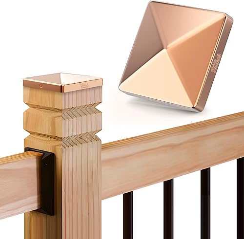 Miniatura 3 de Tapas de poste de cobre sólido resistentes de 5.5 x 5.5 pulgadas para postes de madera reales de 5.5 x 5.5 pulgadas, resistentes a la corrosión, 2