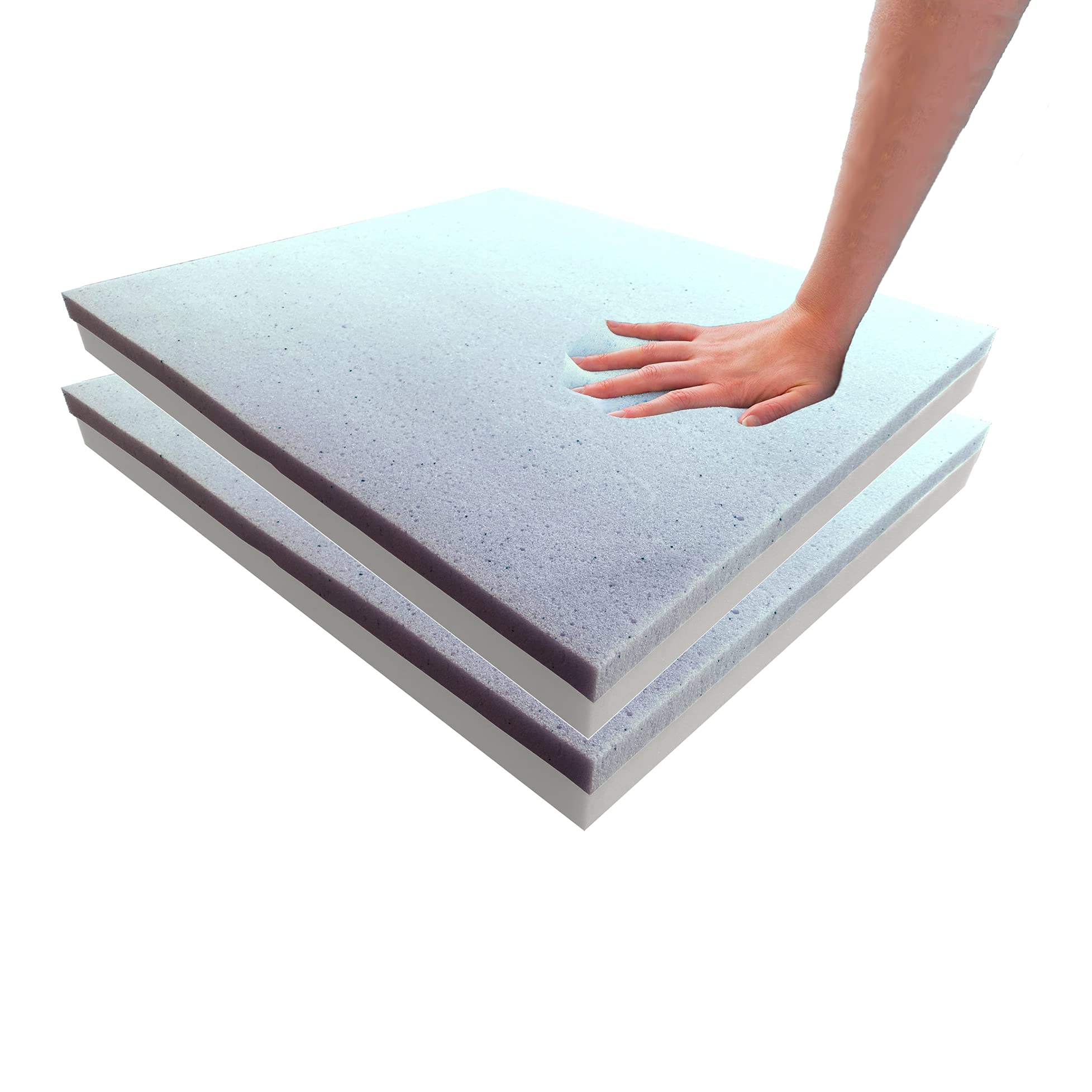 Foamma (2-Pack 2" x 18" x 18" - Gel Memory Foam (High Density Base, Used for Chair Cushion Replacement, Dining Chairs, Wheelchair Seat Replacement)