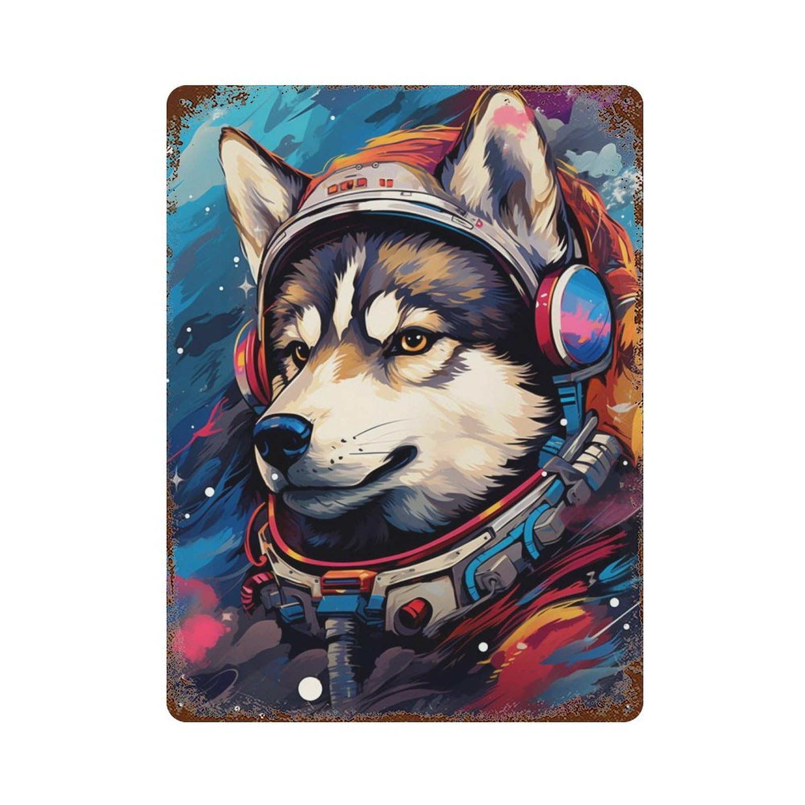Space Dog Explorer-130 Retro Metal Sign 15.7"x11.8", for Bistro, Counter And Cafe Decor, Rustic Home Decor