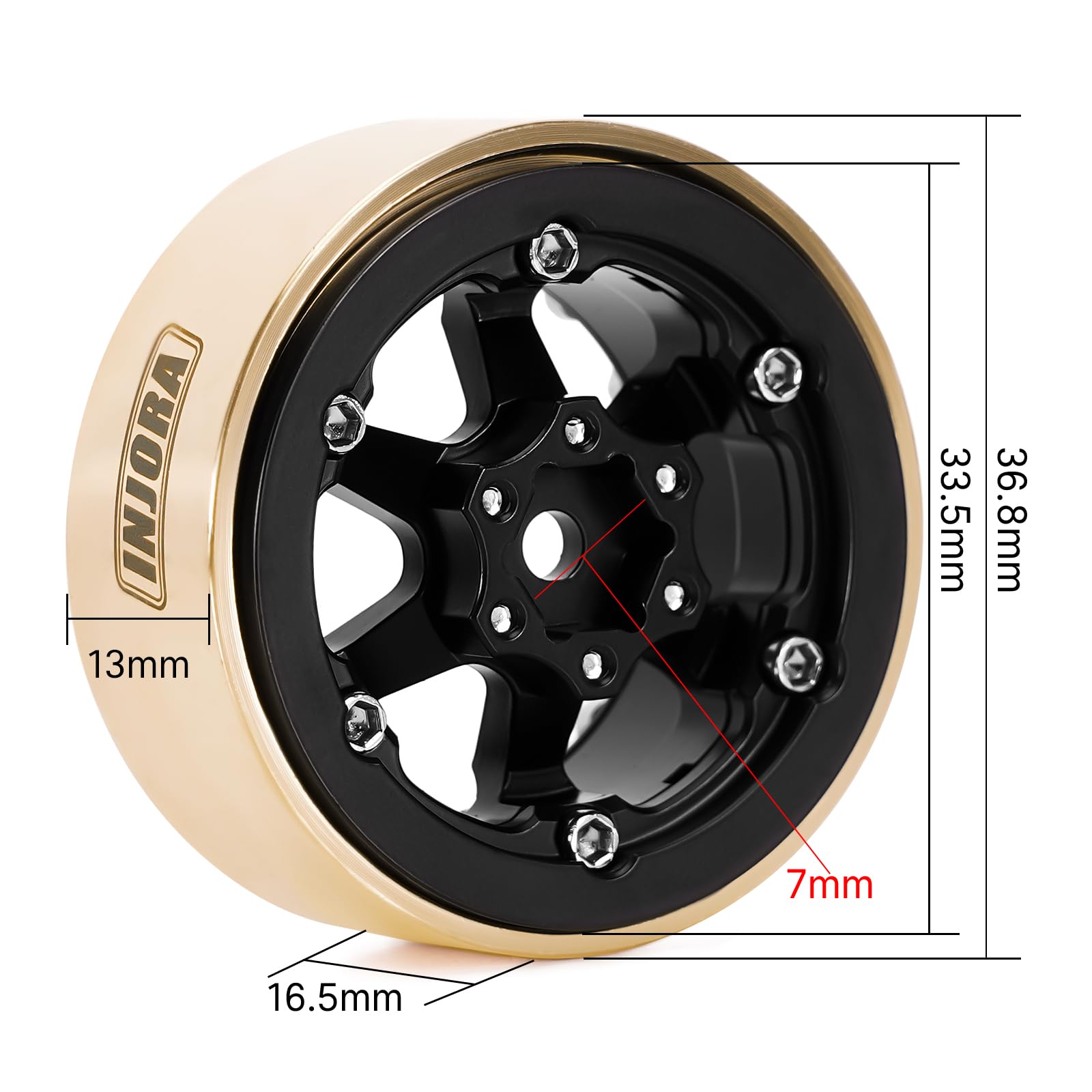 INJORA 1.0 Plus Brass Beadlock Wheel Rims for 1/24 1/18 RC Crawler INJORA 1.0 Plus Brass Beadlock Wheel Rims for 1/24 1/18 RC Crawler