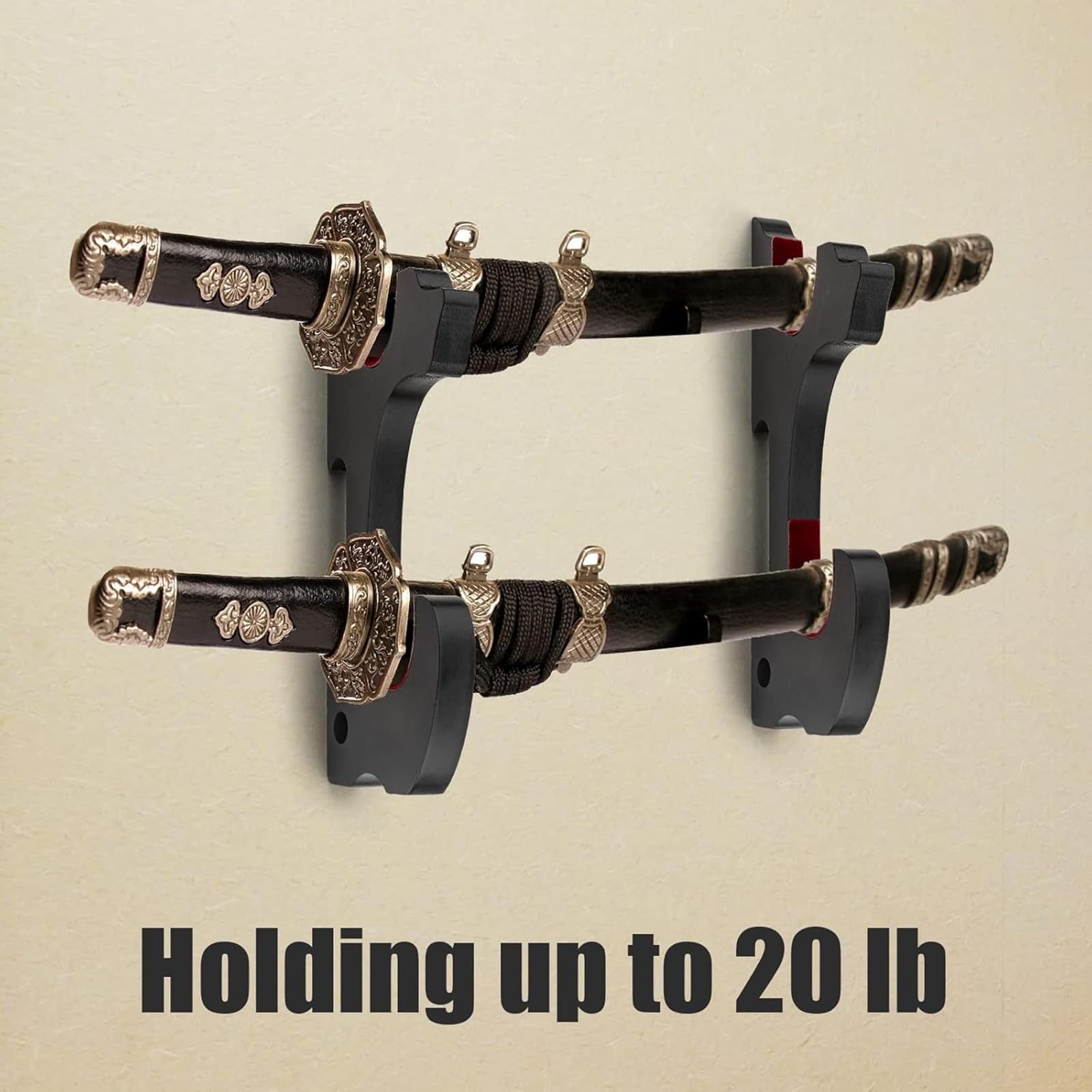 Indusoire 2 Pcs Katana Stand Wall Mount Sword Stand for Katana and Ninja Swords,Katana Display Stand for Living Room, Bedroom, Store Decor 4