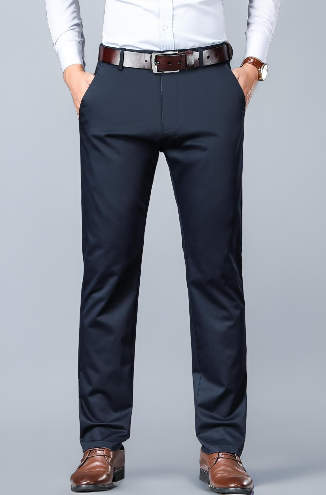 AVANOVA Men's Trousers Light Business Style Slightly Stretch Straight Leg Pants for Outdoor Casual Daily Trouser II Men's Regular Casual Pants Trouser (Trouser 126)