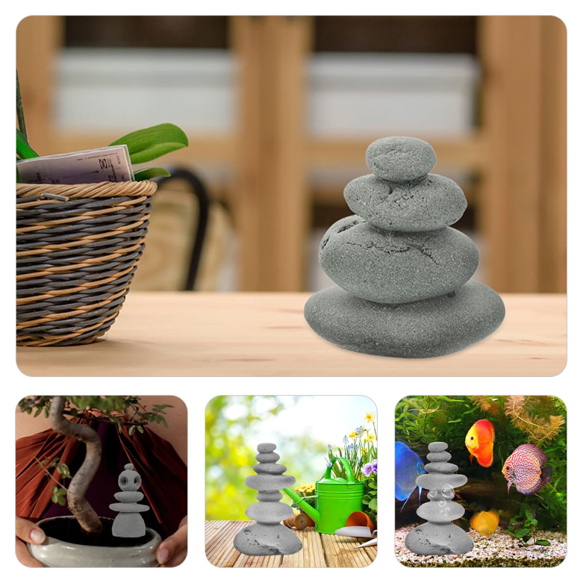 SHERCHPRY Zen Steine Kreative Steinskulpturen aus Stein mit Lebensechtem Design 3 Stück Praktische Gartendekoration für und Aquarium für Entspannendes Yoga Zubehör