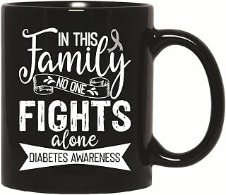 Gift to Spread Diabetes Awareness in Your Family No One Fights Alone 11oz 15oz Black Coffee Mug