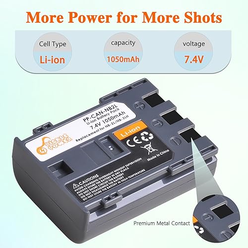 Miniatura 3 de Pickle Power NB-2L NB-2LH Batería 2 Pack y LED Dua Cargador para Canon Digital Rebel XT XTi PowerShot G7 G9 S70 S80 S60 S50 S30 S40 S45 DC420 DC410