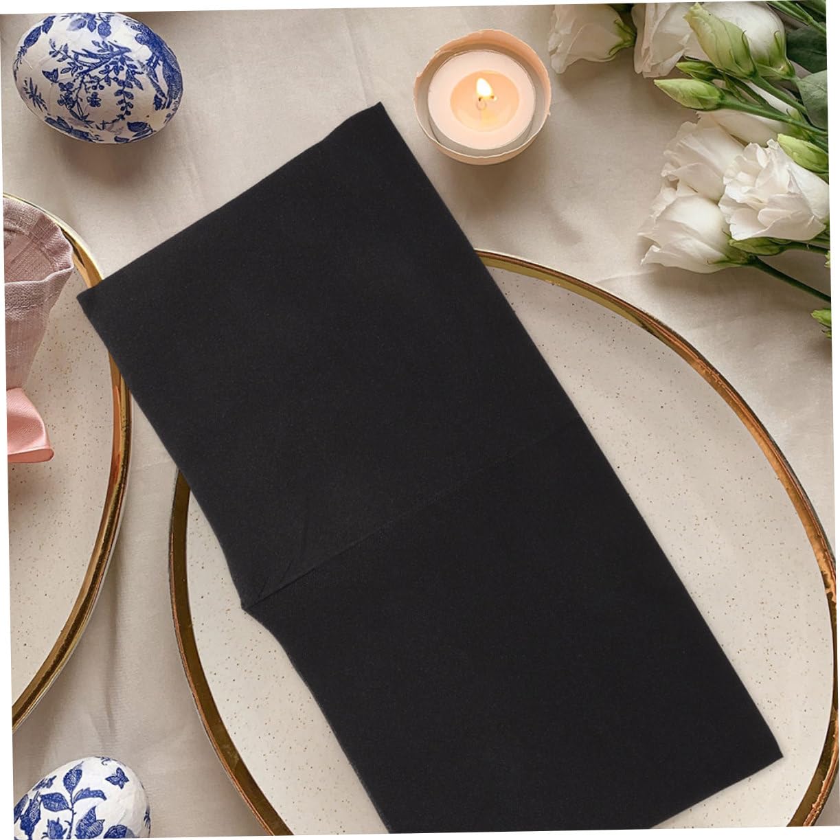 LABRIMP 100 Serviettes de Table en Papier Noir, Épaisses et Absorbantes, pour Fêtes et Réceptions, Usage Élégant
