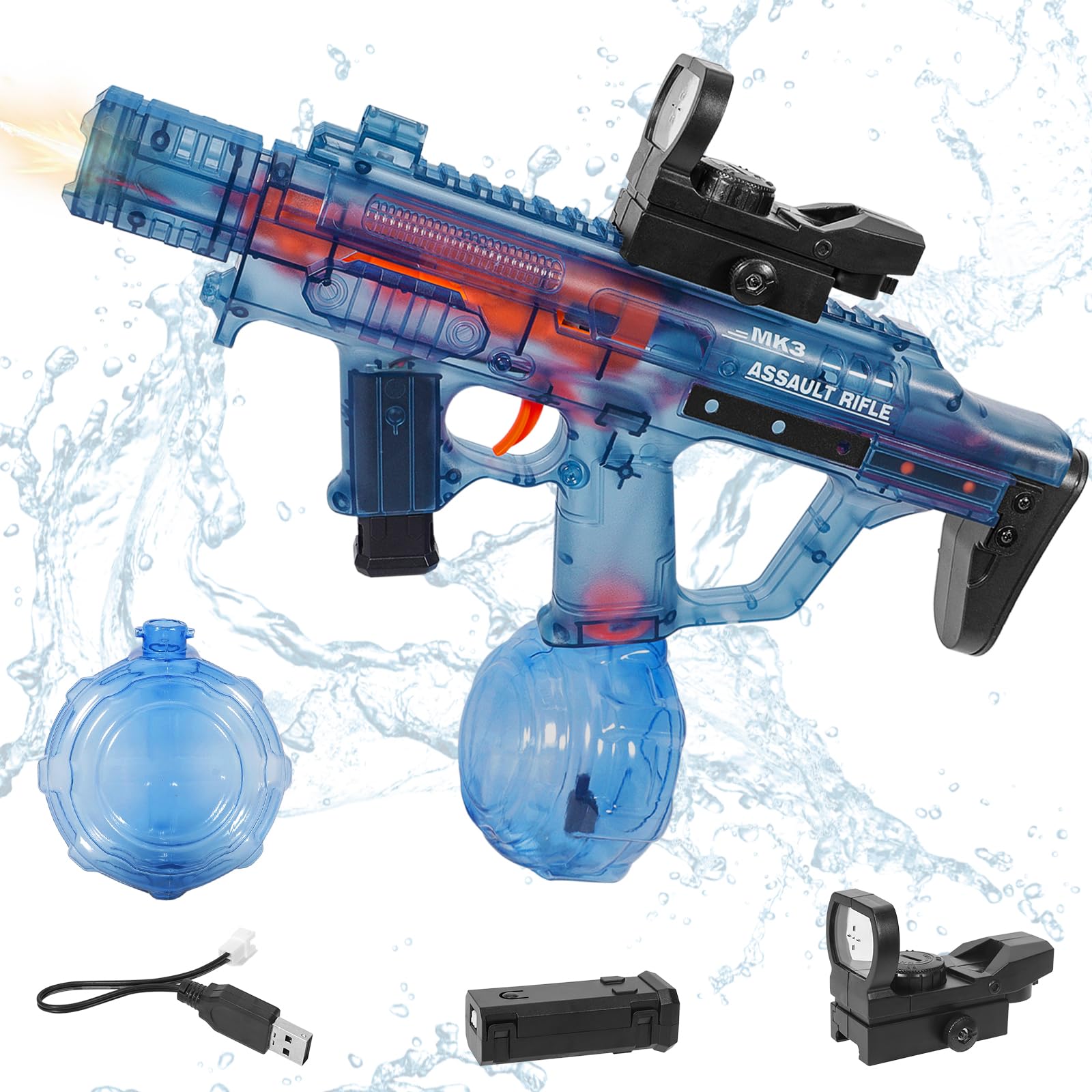 Pistole ad Acqua Elettriche, Pistola ad Acqua Elettriche per Bambini, Fino a 10m Pistole ad Acqua Potenti, Giocattolo Blaster ad Acqua per Feste Estive, Giardino, Piscina, Spiaggia