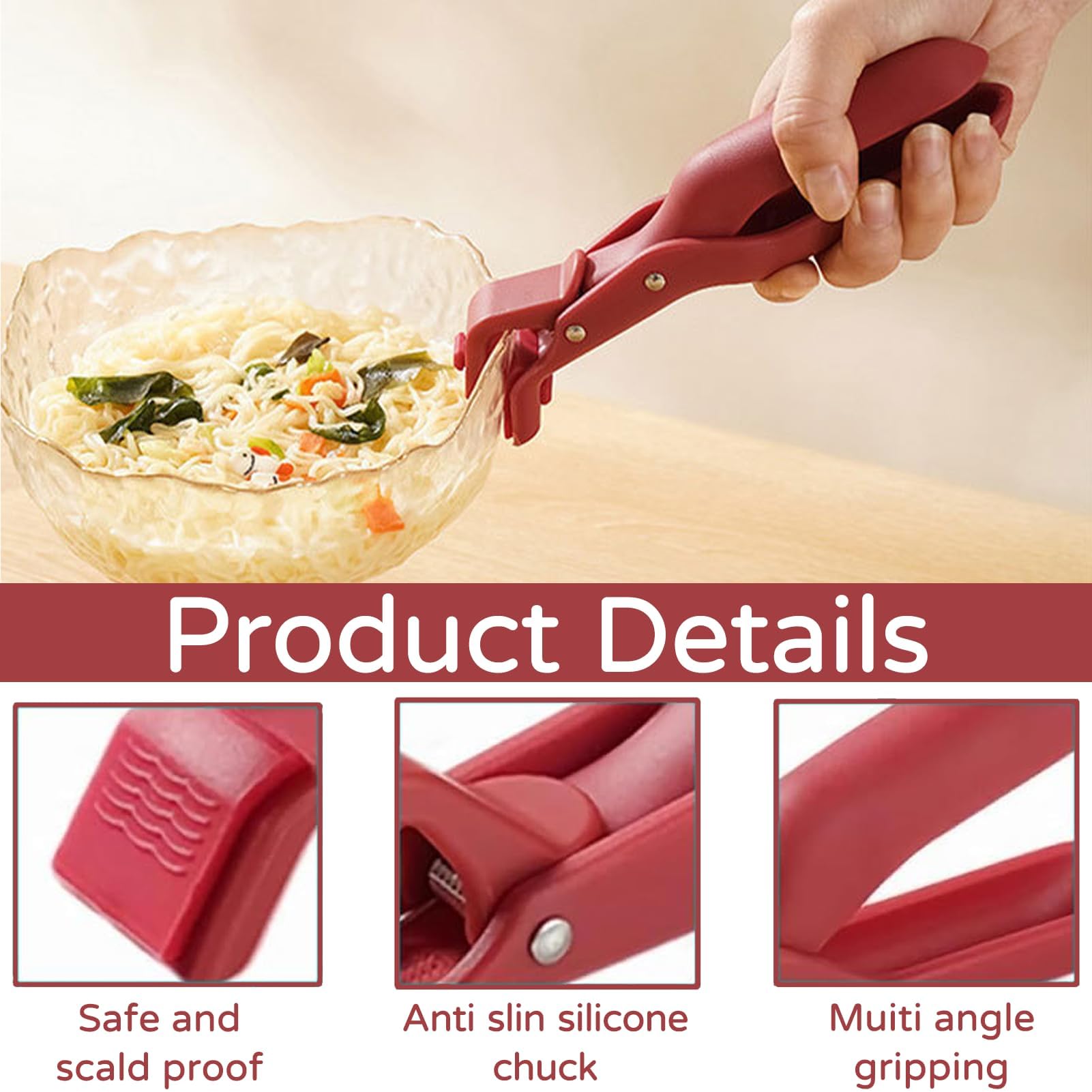 6 Pièces Pince Pour Plat Chaud Air Fryer, Lève Assiette + Pince Pour Bol + Gants Anti Brûlure, Antidérapants, Soulèvent Les Bols Chauds Et Les Plaques Chauffantes à Différents Angles (bleu