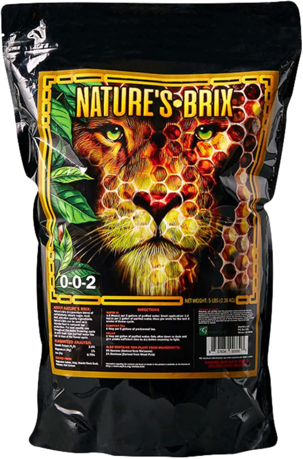 GreenGro Nature’s Brix 0-0-2, Premium Plant Food for All Gardening Methods, Increases Brix Levels and Resin Production (5 lb)