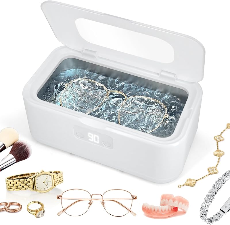 Limpiador ultrasónico de joyas de 49 kHz, 27 oz con temporizador digital | Limpiador Sónico Profesional De 40W, Tanque De Acero Inoxidable 304, 5 Modos, Ultra Silencioso, Para Joyas, Relojes, Anteojos, Retenedores